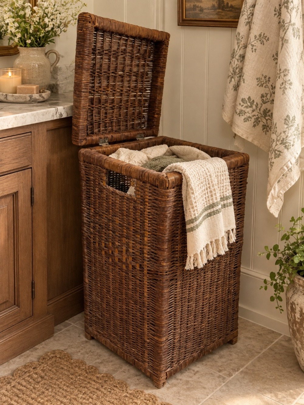 Stunning vintage blanket basket towel basket laundry hamper